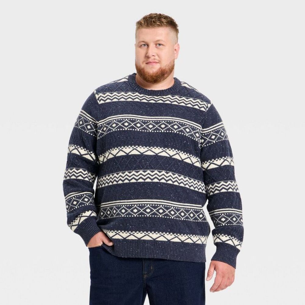 Goodfellow & Co - Men's Big & Tall Fair Isle Sweater - Goodfellow &  Navy Blue